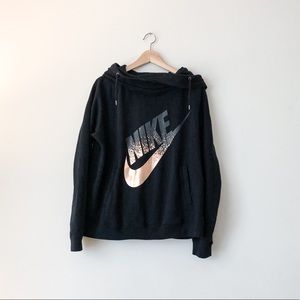Nike Black Hoodie with Metallic Logo